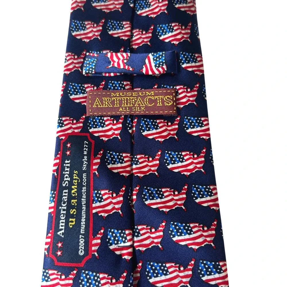 Museum Artifacts USA‎ Maps Tie American Spirit Patriotic Silk Necktie